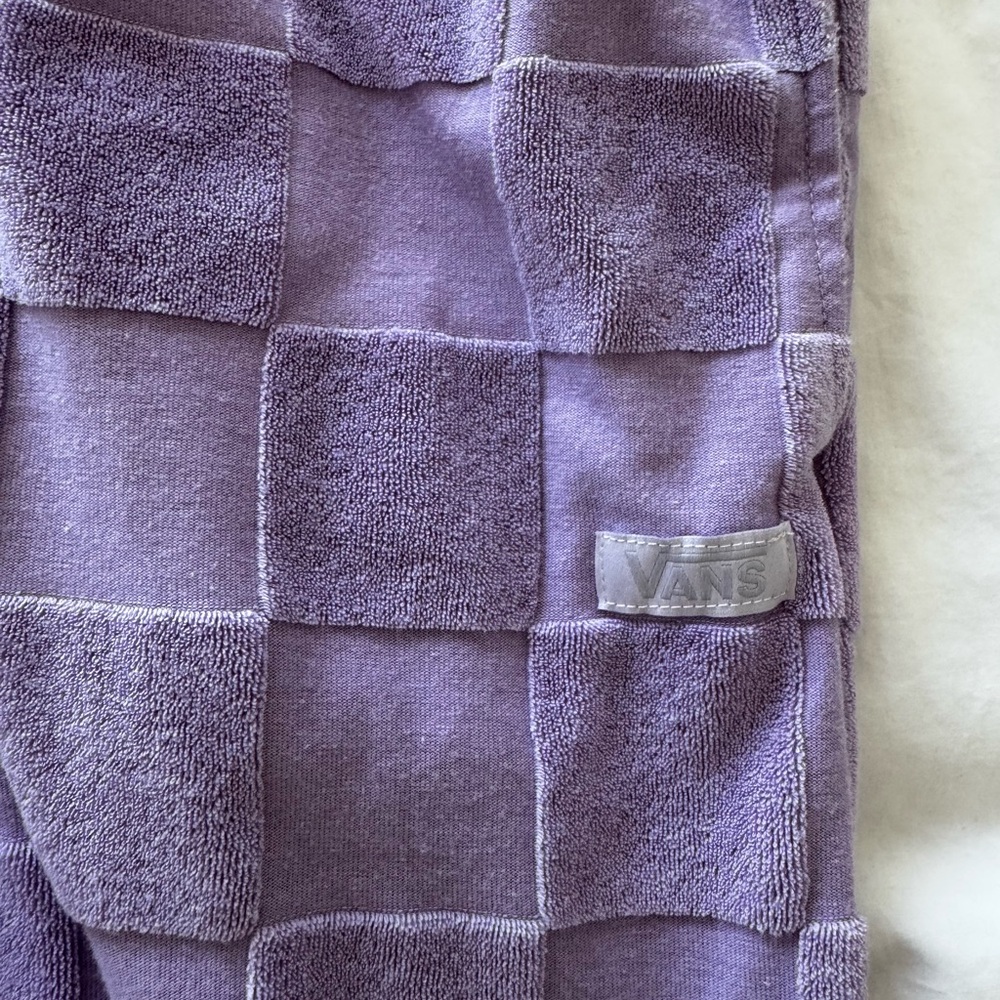 Vans Lavender Checkered Plush Wide-Leg sweatpants - Picture 2 of 3